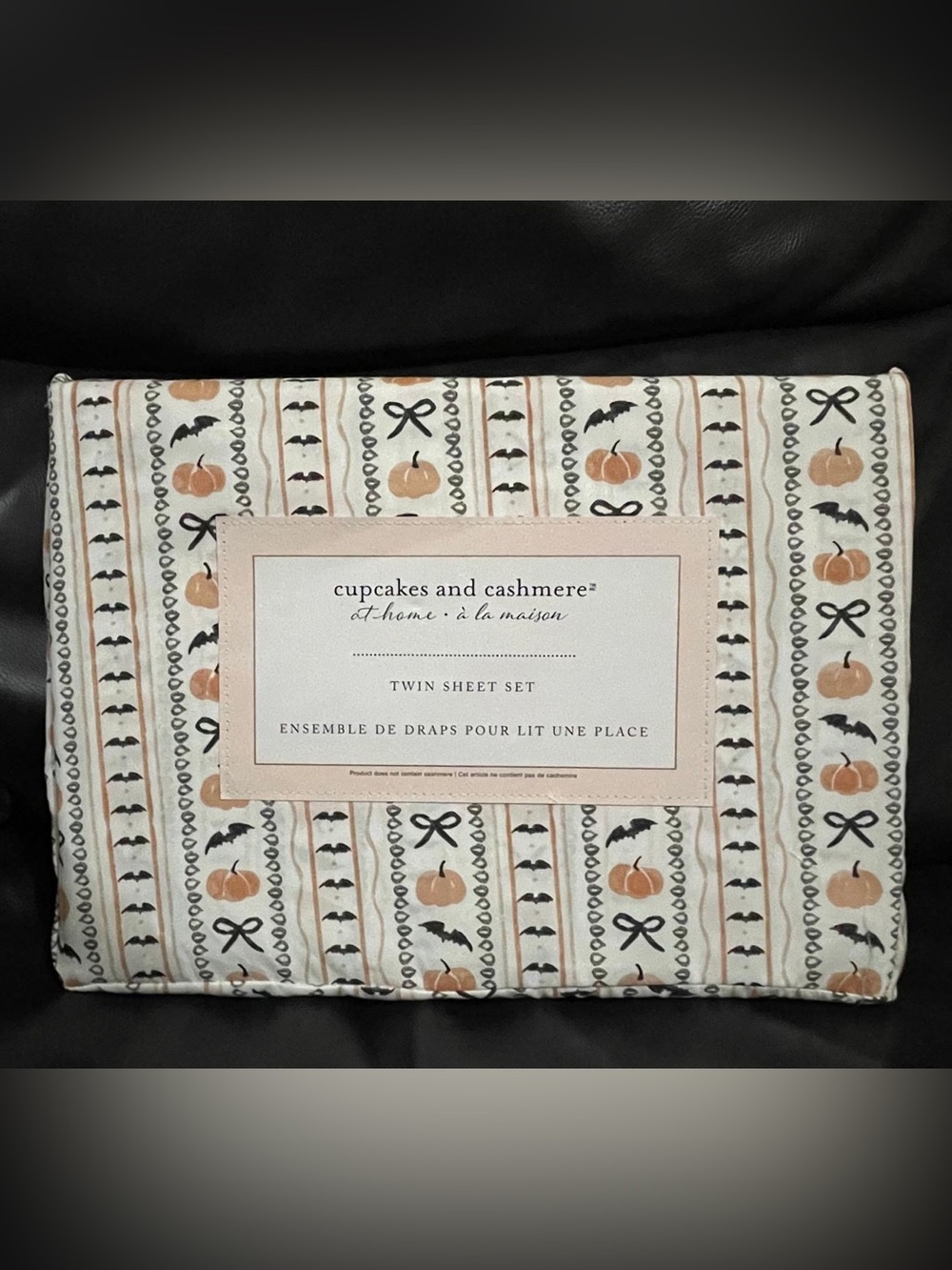 Halloween Cupcakes and Cashmere Pumpkin Party Striped Twin Sheet Set